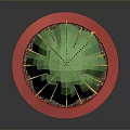 Green Cactus with Yellow Spines in Red Pot on Gray Background