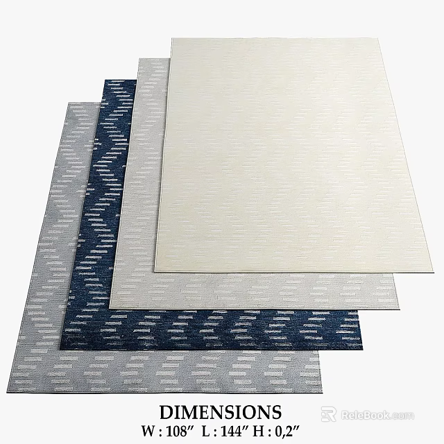 Square Rugs With Geometric Patterns Different Colors And Soft Texture For Home Decor 3d model