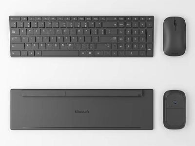 Microsoft Modern Wireless Keyboard Mouse And Trackpad Set For Desktop Computers 3d model