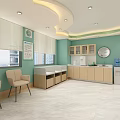 Cozy Waiting Room Interior Featuring Teal Walls Curtains Chairs Tables And Decorative Posters