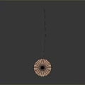 Brown Wooden Model Featuring Grid Like Design Red Circular Tail Part And Black Slender Rods