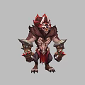 Game Movie Character Wolf Like Muscular Horned Warrior With Fierce Expression And Armored Gear