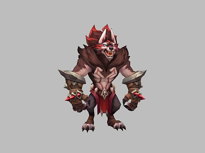 Game Movie Character Wolf Like Muscular Horned Warrior With Fierce Expression And Armored Gear 3d model