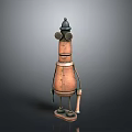 Vintage Metallic Robot Character With Round Eyes Hat And Assembled Cylindrical Body Parts