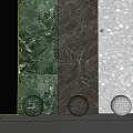 Feature Wall Design with Various Marble Textures and Colored Spherical Decor Elements 3d model