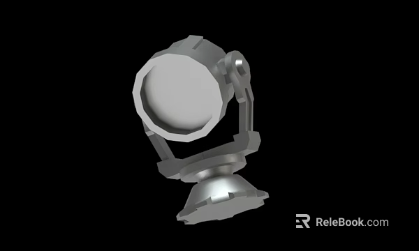 3D Model Of Silver Mechanical Device With Circular Component And Support Stand 3d model 