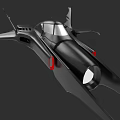 Sleek Black Futuristic Vehicle For Game Movie Character With Red Accents And Wings
