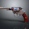 Vintage Revolver Weapon With Classic Design Wooden Grip And Worn Metal Parts