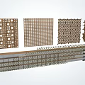 Decorative Wall Panels Featuring Various Textures Including Grid Honeycomb And Perforated Patterns 3d model