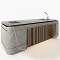 Modern Green Gray Marble Bar Counter Design With Sleek Surface Integrated Sink And Faucet
