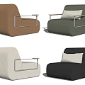 Modern Single Sofa In Multiple Colors With Metal Armrests And Soft Cushion 3d model