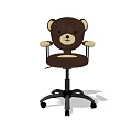 Cute Bear Shaped Brown Office Chair with Light Colored Accents and Black Wheel Base