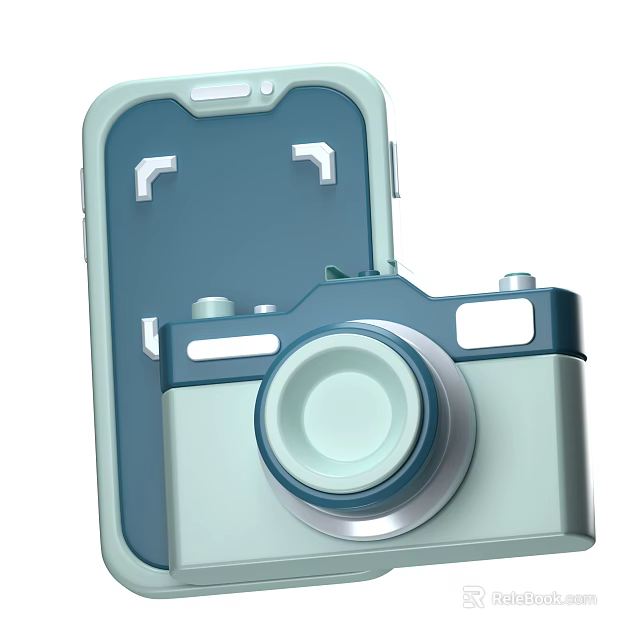 Stylish Blue And White Phone Case With Camera Design For Digital Accessories 3d model