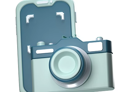 Stylish Blue And White Phone Case With Camera Design For Digital Accessories 3d model