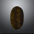 Wooden Stone Decorative Object With Oval Shape Polished Surface Textured Amber Brown Glossy Finish