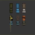 Various Types of Colored Construction Trucks Including Crane Dump And Tanker Models