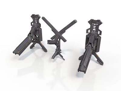 Black Metal Tripod Mechanical Structures With Cross Components And Stable Base 3d model