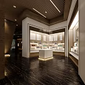 Elegant Modern Showroom Interior Design With White Display Cabinets Glass Cases And Lighting