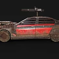 Armored Military Vehicle With Red Black Paint Mounted Machine Guns And Protective Grille