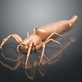 Detailed Copper Colored Spider Model Featuring Long Legs On Reflective Dark Background