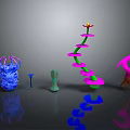 Colorful Abstract Plants With Spiral Design And Various Vibrant Flower Shapes