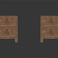 Two Wooden Bedside Tables Featuring Open and Closed Drawers Design 3d model
