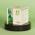 Natural Perfume Cosmetics Packaging Box Featuring Landscape Painting Design On Black Display Base
