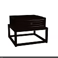 Dark Wood Coffee Table With Drawer And Modern Shelf Base Design 3d model