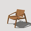 Elegant Modern Wooden Single Armchair With Slatted Back And Simple Design