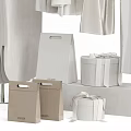 Minimalist White Clothes Hanging On Racks With Shirts Dresses And Storage Boxes