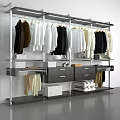 Modern Open Wardrobe with Metal Frame Hanging Clothes Drawers and Organized Shelf Storage