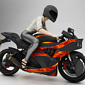 Modern Motorcycle Sexy Beauty Rider 3d model