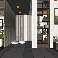 Modern Indoor Garden Landscape Design With Green Plants And Decorative Shelves