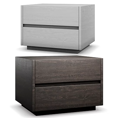 Modern Two Wooden Bedside Tables With Different Colors And Drawer Design For Bedroom 3d model
