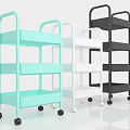 Light Blue White Black Mobile Shelving Units with Multiple Tiers and Wheels