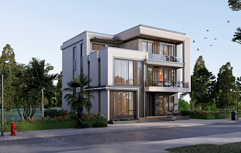 Modern single-family villa 3d model