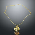 Elegant Gold Necklace With Circular Pendant Featuring Intricate Dragon Design For Women