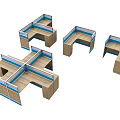 Modern Office Work Desks With Various Layouts And Wooden Partition Design