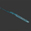 Decorative Silver And Blue Sword With Intricate Cross Pattern And Sharp Blade