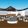 Elegant Banquet Hall Interior With Decorative Lights Flower Arrangements And Archway Design