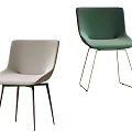 Modern Minimalist Dining Chairs With Light Gray And Dark Green Upholstered Seats And Metal Legs