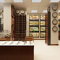 Traditional Watch Store Interior With Various Clocks And Display Counters 3d model