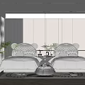 Modern Kids Room Featuring Two Beds Mickey Ear Headboards White Bedding Nightstand Lamp And Rug
