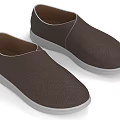 Brown Fabric Slip On Casual Shoes With White Sole And Comfortable Design