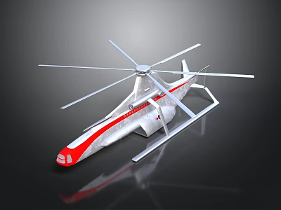 Red And White Modern Space Rotorcraft With Multiple Rotors Sleek Design 3d model