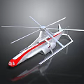 Red And White Modern Space Rotorcraft With Multiple Rotors Sleek Design