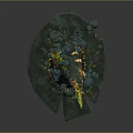 Enchanted Witch Hat Decoration With Green Yellow Tones Coiled Golden Accents And Leaf Shaped Base