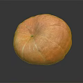 Vibrant Smooth Striped Orange Fresh Pumpkin On Black Background With Reflection