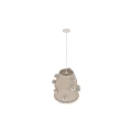 Cream Ribbed Chandelier With Brown Pom Pom Decorations Modern Home Design