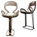 Modern Bar Stools With Leather Seats Curved Backrests And Gold Black Metal Frames